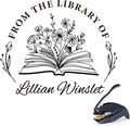 Personalized Book Stamp - Custom Book Embosser Library Gifts for Book Lovers, Readers, Teachers (Floral-08)