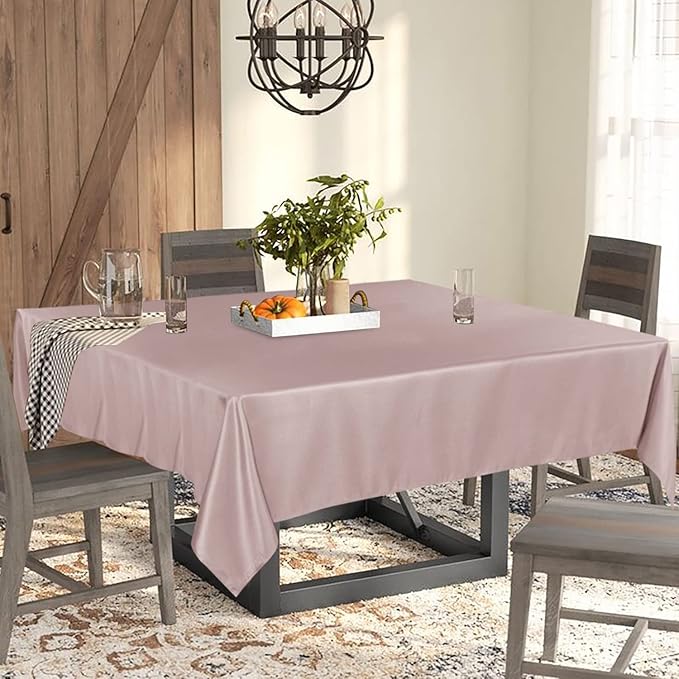 Fitable Rectangle Tablecloth Stain and Wrinkle Resistant Washable Polyester Table Cloth for Buffet Parties and Camping (60x102 inch, Blush)