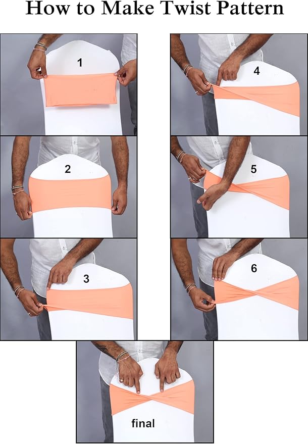 VDS Pack of 250 PCS | Coral Peach | Spandex Chair Sashes Bows Without Buckle | Stretch Elastic Banquet Universal Folding Chair Band Tie with for Wedding Party Conference Celebration Event Decoration