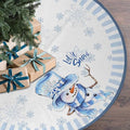 Let It Snow Snowman Christmas Tree Skirt 36 Inches, Blue Snowflake Tree Skirt, Winter Xmas Tree Mat for Home Party Holiday Indoor Outdoor Decorations (Blue, 36in)