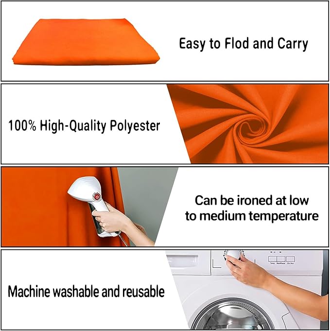 8x10FT Orange Screen Backdrop for Photography Solid Color Photoshoot Background High Density Portrait Screen for TV Recording Photo Video Studio Art Props