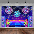 Dance Party Backdrop Retro 80s 90s Theme Stage Dance Ball Music Birthday Party Decoration DJ Photography Background 8 x 6 ft for Baby Shower Picture Photo Shoot Polyester Fabric,Multi2
