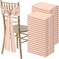 Satin Chair Sashes Bows Universal Chair Ribbon Ties Back Sash for Wedding Party Reception Events Banquets Hotel Event Chair Cover Decoration (7x108 inch) (100, Blush Pink)