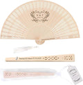 50 PCS Custom Fans Personalized Folding Fans for Line Dancing Wooden Hand Fan Wedding Favors Bulk Fans for Guests Party Event Use (Style02)