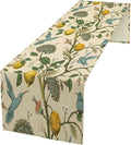 Table Runner with Flowers and Birds, Spring Plant Flowers Table Decoration Linen Table Runner Family Party Party Decorations 13x90 Inches