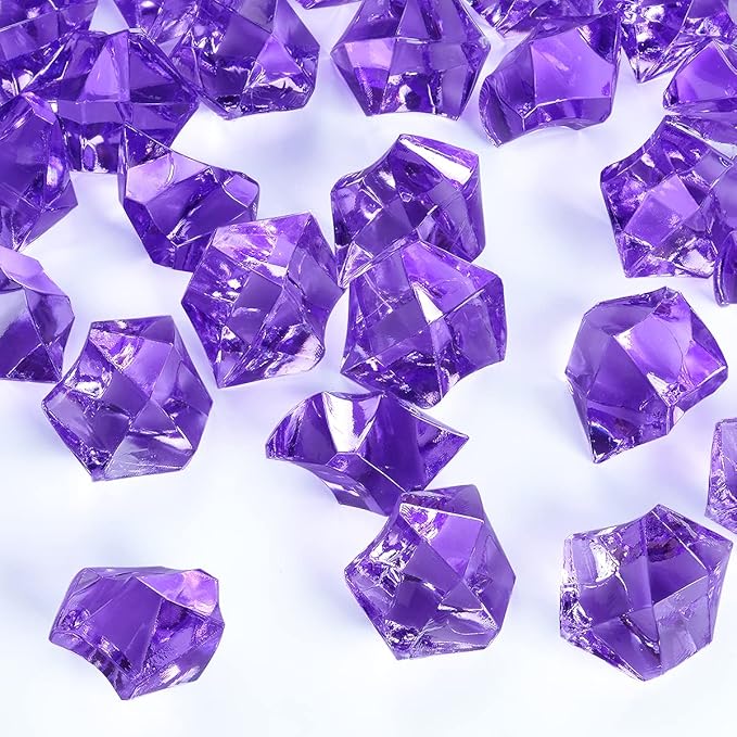 Acrylic Crushed Ice Rocks, Babenest 150 PCS Fake Crystals Plastic Ice Cubes Diamonds Gems for Vase Fillers, Home Decoration, Table Scatter, Event, Wedding, Arts & Crafts (Purple)