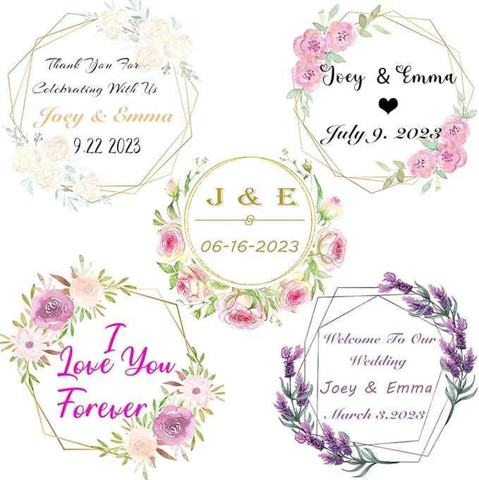 50 Pack Custom Stickers Personalized Labels for Business Logo Customized Vinyl Wedding Favors Birthday Baby Bridal Shower Make Your Own Decals