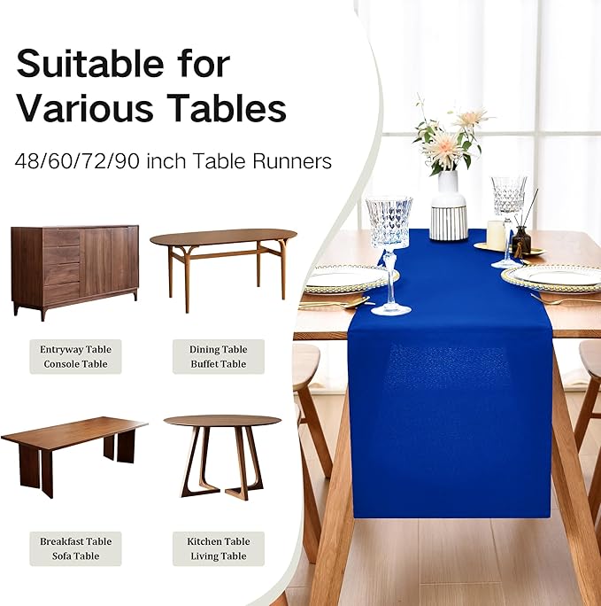 Farmhouse Blue Table Runner Dining Table Runners 60 Inches Long Coffee Table Runner for Dresser Living Room Bedroom Holiday Party Banquet 12X60 Inch