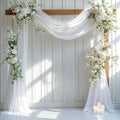 Wedding Arch Draping Fabric, 1 Panel 28" x 19Ft White Drapes Sheer Backdrop Curtain for Wedding Ceremony Party Ceiling Decor