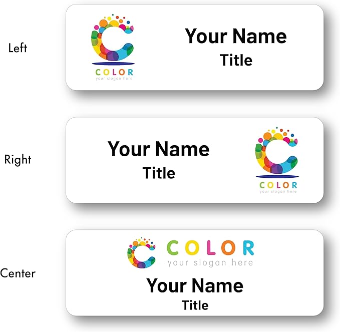 Custom Name Tags - Full Color Logo Name Tags - Scratch Resistant Metal Front & Hard Plastic Back (1x3 Inch, White)
