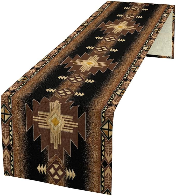 Aztec Table Runner Southwestern Native Vintage Geometric Pattern Table Runner Retro Country Table Dinner Decoration 13x36 Inch
