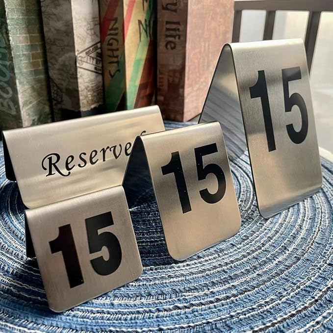 10 Pcs Metal Place Cards Stackable Tent Style Table Numbers，Place Card Holders for Celebration Wedding Party Restaurants Cafes Bars Gatherings meeting Room Board Game Serial (Medium 11-20, Black)