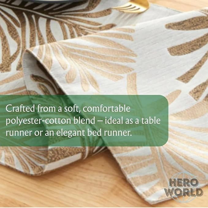 Monstera Leaf Table Runner – Elegant Fabric Table Centerpiece, Machine Washable, Gold or Green, 71"/83"/94" Length, 13" Width (Green/94)