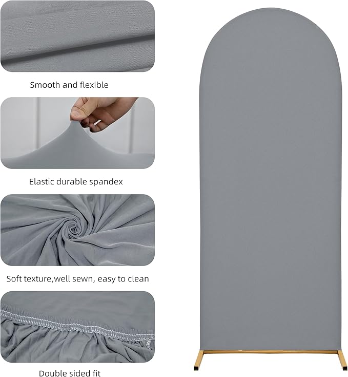 Wedding Arch Cover 7.2FT 6FT Arch Backdrop Cover Spandex Fitted Arch Cover for Round Top Chiara Backdrop Stand Covers for Wedding Birthday Party Baby Shower Banquet Ceremony Decoration