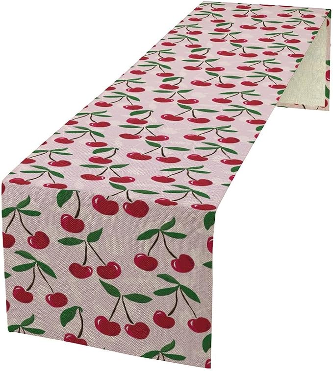 Cherry Table Runner,Spring Summer Fruit Table Runner for Kitchen Dining Table Home Party Decoration 13x108 Inch