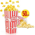 ZEEGO0 50-Pack Popcorn Boxes Bulk, Sturdy and Durable Popcorn Bucket, Large Capacity Containers, Bowl & Cups, Convenient Movie Night Supplies, Perfect for Families, Parties, Carnivals