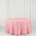 Efavormart 120" Wholesale Round Table Cover Pink Grandiose Rosette 3D Satin Tablecloth for Wedding Party Event Decoration