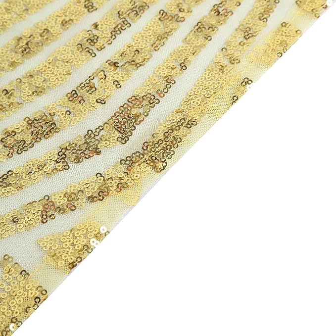 Efavormart 120" Gold Sparkly Sequin Geometric Tulle Round Tablecloth
