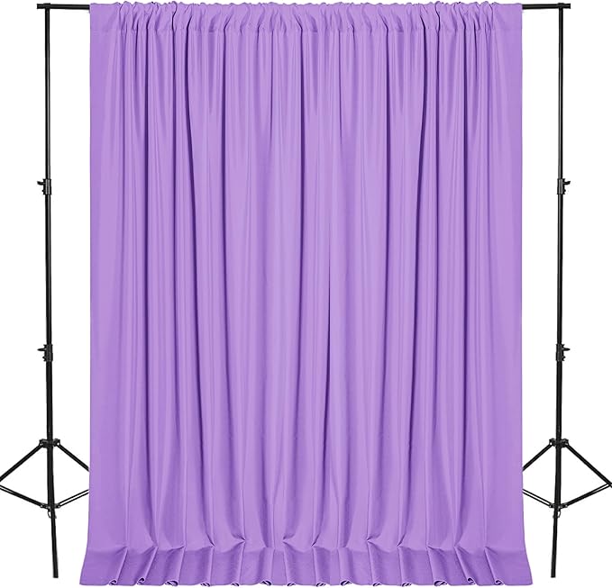 DWCN 10x8 FT Lavender Backdrop Curtains for Parties, Photography Backdrop Drapes with Rod Pockets for Wedding Decorations Stage Birthday Family Gatherings, 2 Panels 5ft x 8ft