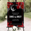 Gothic Halloween Welcome Sign, 4mm Thick Plastic, 12"x18", 28"x24", 18"x27", 24"x36", Black, Burgundy, Ground Stake, Wedding Sign