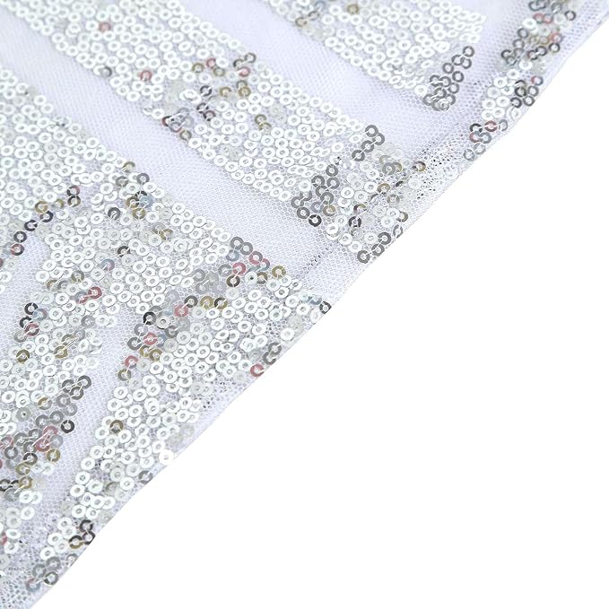 Efavormart 72" Silver Sparkly Sequin Geometric Tulle Square Table Overlay