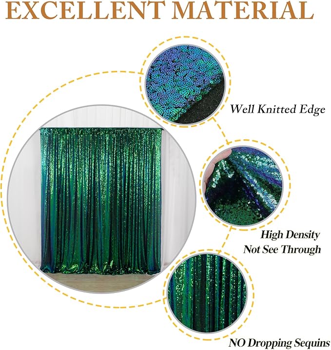 ShinyBeauty Iridescent Green Sequin Backdrop 5FTx10FT - Sparkling Photo Background for Parties, Weddings, Events -Durable, Non-Shedding Fabric - Perfect for Studio and Home Use Happy Birthday Backdrop