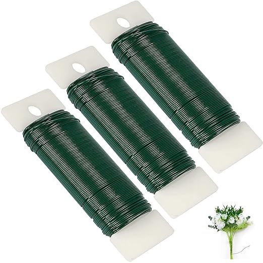 Green Floral Wire 3 Pack 117 Yards 22 Gauge Flexible Paddle Wire for Crafts Christmas Wreaths Tree,Garland and Floral Arrangements