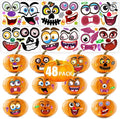 48Packs Pumpkin Decorating Kit, Make Your Own Small Pumpkin face Stickers, Halloween Pumpkin Decorating Stickers for Kids Halloween Party Favors