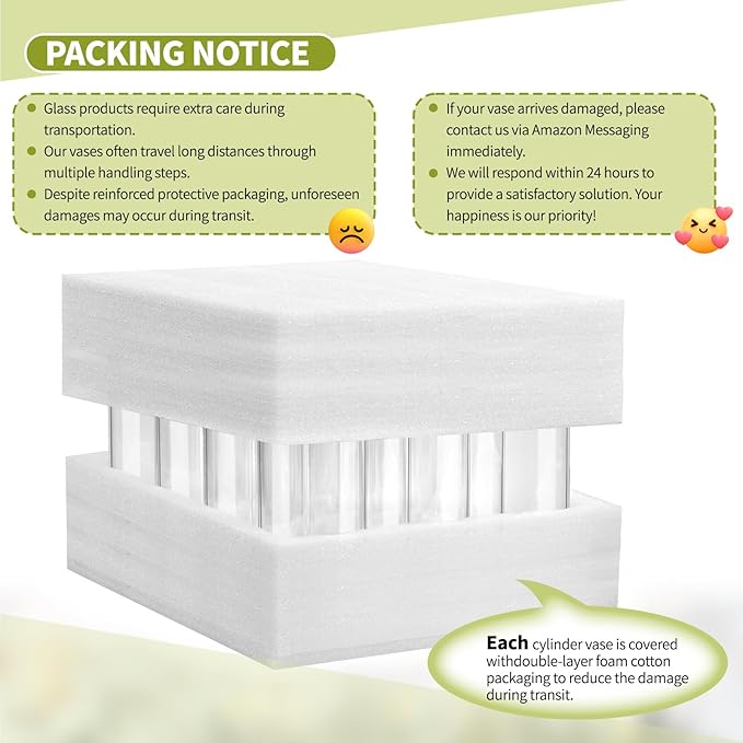 12Pack Glass Cylinder Vases for Centerpieces - 10 Inch Tall Flower Vase for Wedding Decorations, Floating Candle Holder Vase Bulk,Glass Hurricane Candle Holders for Table Shelf, Party, Home Decor