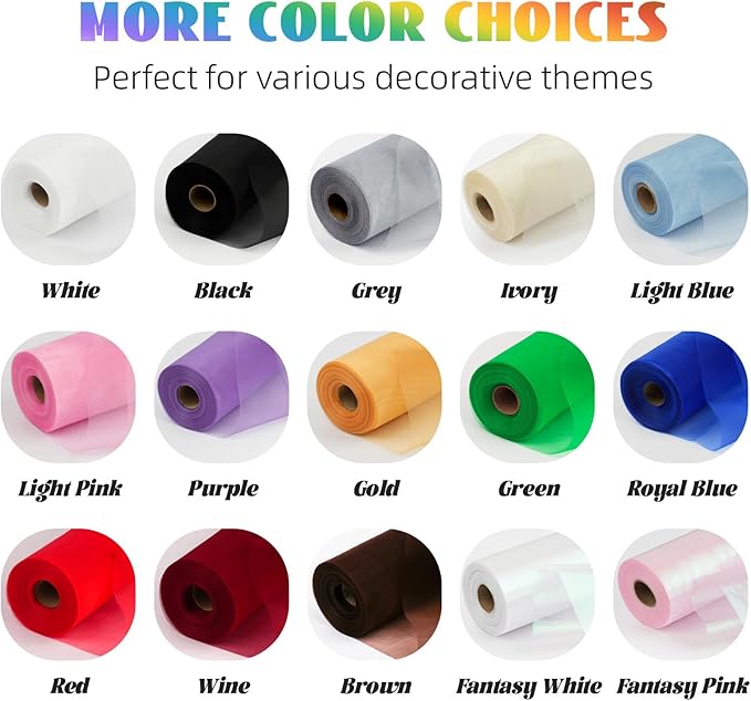 Crystal Organza Fabric Tulle 11 Inch by 50 Yards Sheer Tulle Rolls for DIY Craft Wedding Party Baby Shower Decor Gift Wrapping Party Supplies (Green)