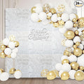 24PCS White Shimmer Wall Backdrop, Square Sequin Photo Backdrops Panel, Glitter Wall Background for Birthdays, Weddings, Christmas, Engagements, Disco Bachelorette Party Decoration (4FTx6FT)