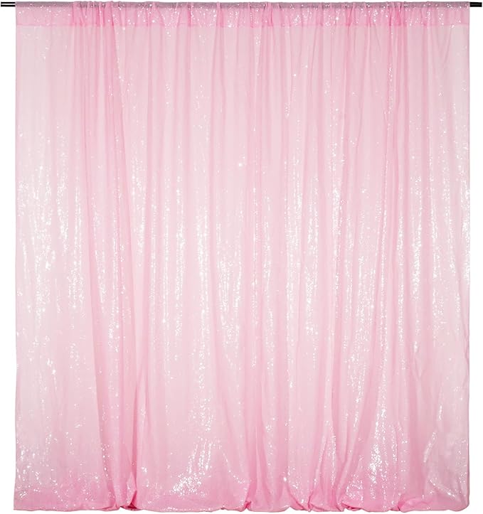 Poise3EHome Pink Sequin Backdrop,8FT x 10FT Sequin Photography Backdrop Curtain for Party Decoration