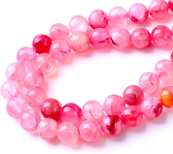 Blood Red Persian Jade Stone Beads Gemstone Round Crystal Energy Jade Beads Stone Beads for Jewelry Making DIY Bracelet Necklace Jewelry Making 1 Strand 15.5inch 4MM