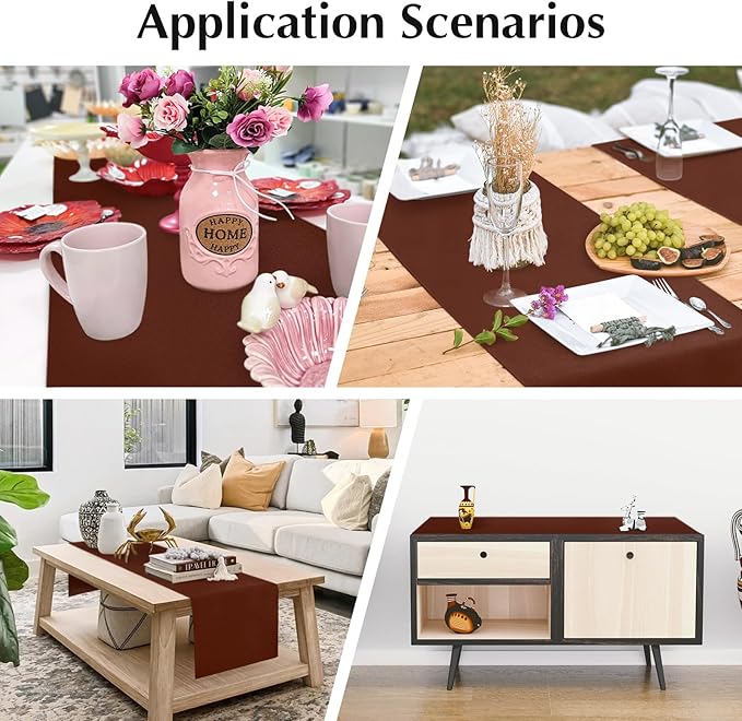 2 Pack Chocolate Table Runner 12 x 72 Inch Solid Color Farmhouse Runners Coffee Table Dresser for Daily Party Home Decoration