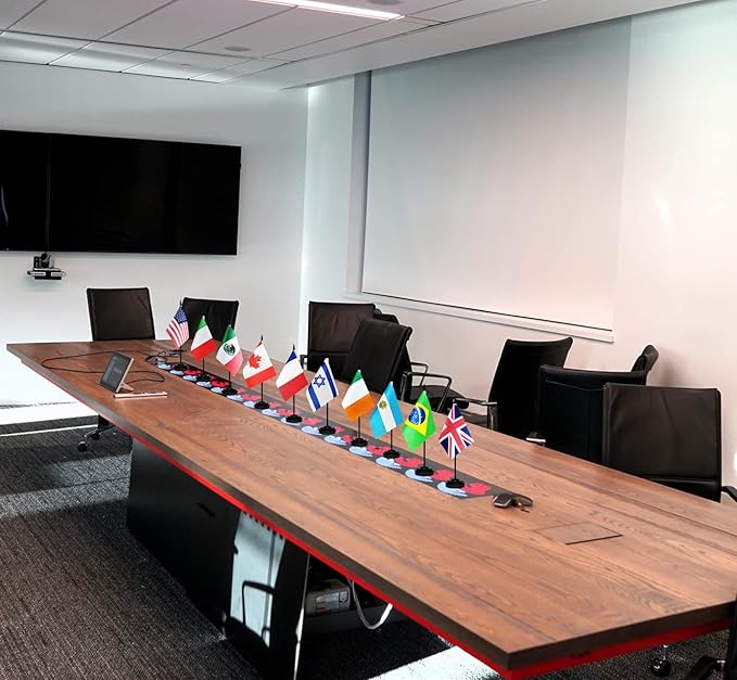 12 Pack Haiti Desk Flags Set, Haitian Small Mini Table Office Flags With 12" Solid Black Pole, Black Base and Spear Top, Miniature Desktop Flag, Home Decoration, Office Decoration, Festival