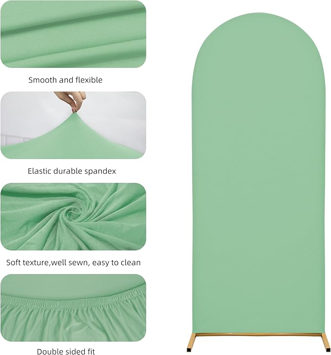 Wedding Arch Cover 7.2FT 6.6FT 6FT Arch Backdrop Cover Spandex Fitted Arch Cover for Round Top Chiara Backdrop Stand Covers for Wedding Birthday Party Baby Shower Banquet Ceremony Decoration