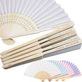Personalized Engraved 40 Pcs White Silk Fans, Folding Hand Fans, Wedding Party Favors, Bridal Shower Dancing Props, Gifts, Birthday Party Supplies