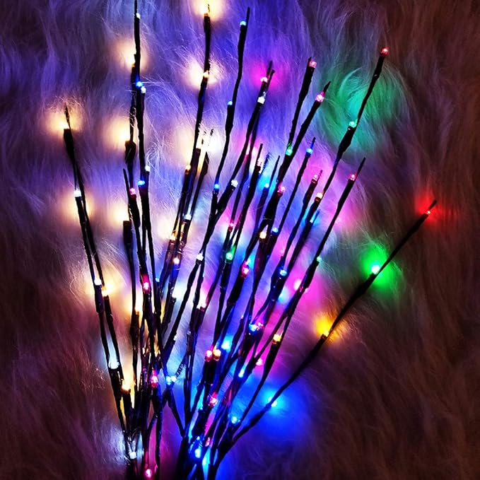 Led Branch Light Battery Operated Lighted Branches Vase Filler Willow Twig Lighted Branch 30 Inch 20 LED for Christmas Home Party Decoration Indoor Outdoor Use Pack of 2 Purple