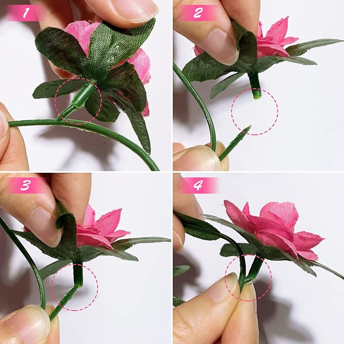 6 Pcs x 8.2 ft Flower Garland Artificial Rose Vine Flowers with Green Leaves Hanging Fake Roses Vine for Room Party Home Wedding Birthday Christmas Wall Arch Decor, Spring Magenta Flower