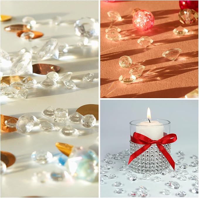 PATIKIL 4000 Pcs Wedding Table Scatter Confetti Crystals 6 mm Acrylic Diamonds Vase Fillers Gems for Table Centerpiece Decorations Party Vase Beads, Light Pink