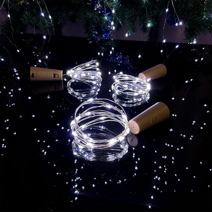 Wine Bottle Lights with Cork, 20 LEDs 6.6 Feet Silver Wire Cork Bottle Lights,Fairy Mini String Lights,for DIY Jar Halloween,Christmas,Party,Decor,Wedding Listing (18 Pack, Cool White)