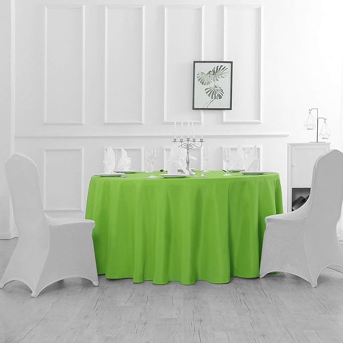 Cupuamon 108 inch Round Tablecloth Washable Polyester Table Cloth Decorative Table Cover for Wedding Party Dining Banquet（108 inch,Apple Green）