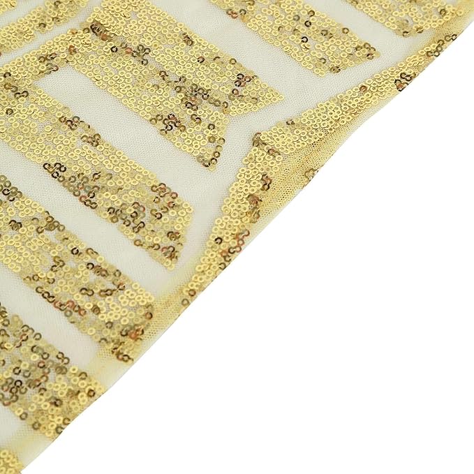 Efavormart 72" Gold Sparkly Sequin Geometric Tulle Square Table Overlay