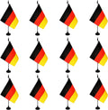 Germany Desk Flag, 12 Pack Germanic Table Office Flag with Black Solid Pole and Stand Base, International Country Flag, Festival Celebration, Classroom Meeting Desktop Decor (Germany)
