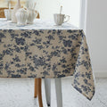 Pastoral Rectangle Tablecloth - 52 x 70 Inch - Beige Linen Table Cloth - Washable Table Cover with Dust-Proof Wrinkle Resistant for Restaurant, Picnic, Indoor and Outdoor Dining, Floral (Dark Blue)