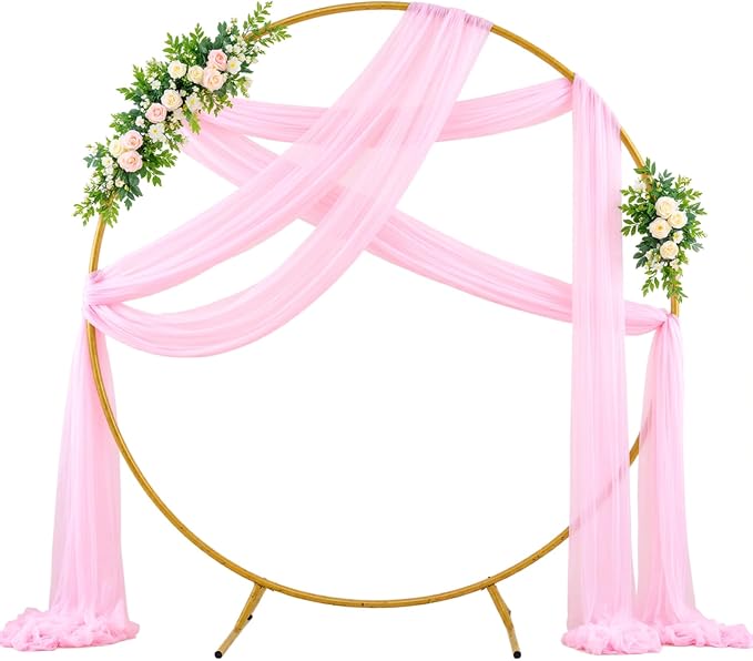 Wedding Arch Draping Fabric Backdrop 1 Panel 60" x 26Ft Pink Drapes Curtains for Wedding Reception Sheer Tulle Backdrop Curtain for Ceremony Birthday Party Baby Shower Arbor Ceiling Decorations