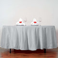 Efavormart Round Tablecloth, 108 Inch Stain & Wrinkle Resistant Washable Table Cloth, Decorative Polyester Fabric Table Cover for Banquet, Wedding, Dining- Silver