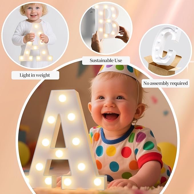 LED Marquee Light Up Letters Sign - Lighted Letters Alphabet for Birthday, Graduation, Bar Wall & Table Party Decor, Wedding Anniversary and Christmas Decorations, Letter &