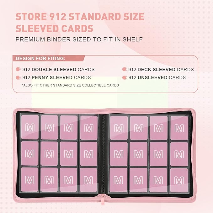 Premium Card Binder 12 Pocket for 720 Pockets Trading Card Binder, PU Zipper Card Collection Album, Sturdy Side-Loading Card Book Holder for MTG, TCG, Game Cards, Sports Cards
