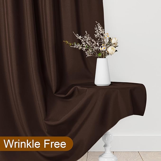 DWCN 10x7 FT Backdrop Curtains for Parties, Photography Backdrop Drapes with Rod Pockets for Wedding Decorations Stage Birthday Family Gatherings, 2 Panels 5ft x 7ft, Brown